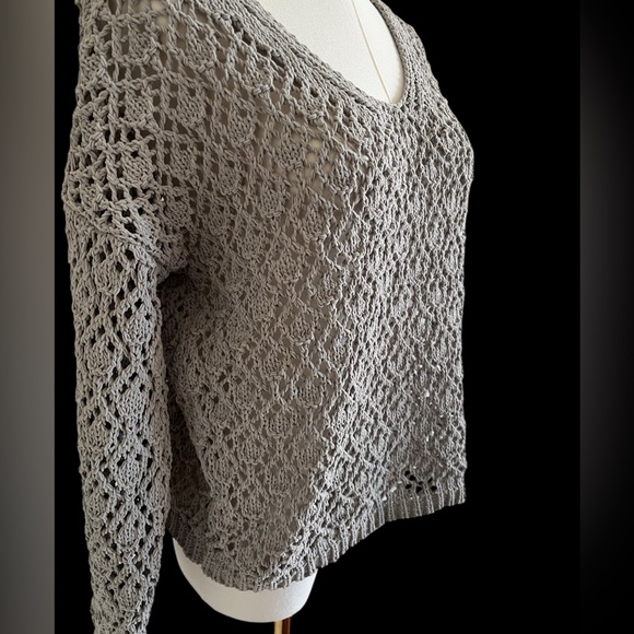 Nicole Miller Artelier Open Knit Crochet Sweater Size‎ Small Sage Green - Picture 4 of 5